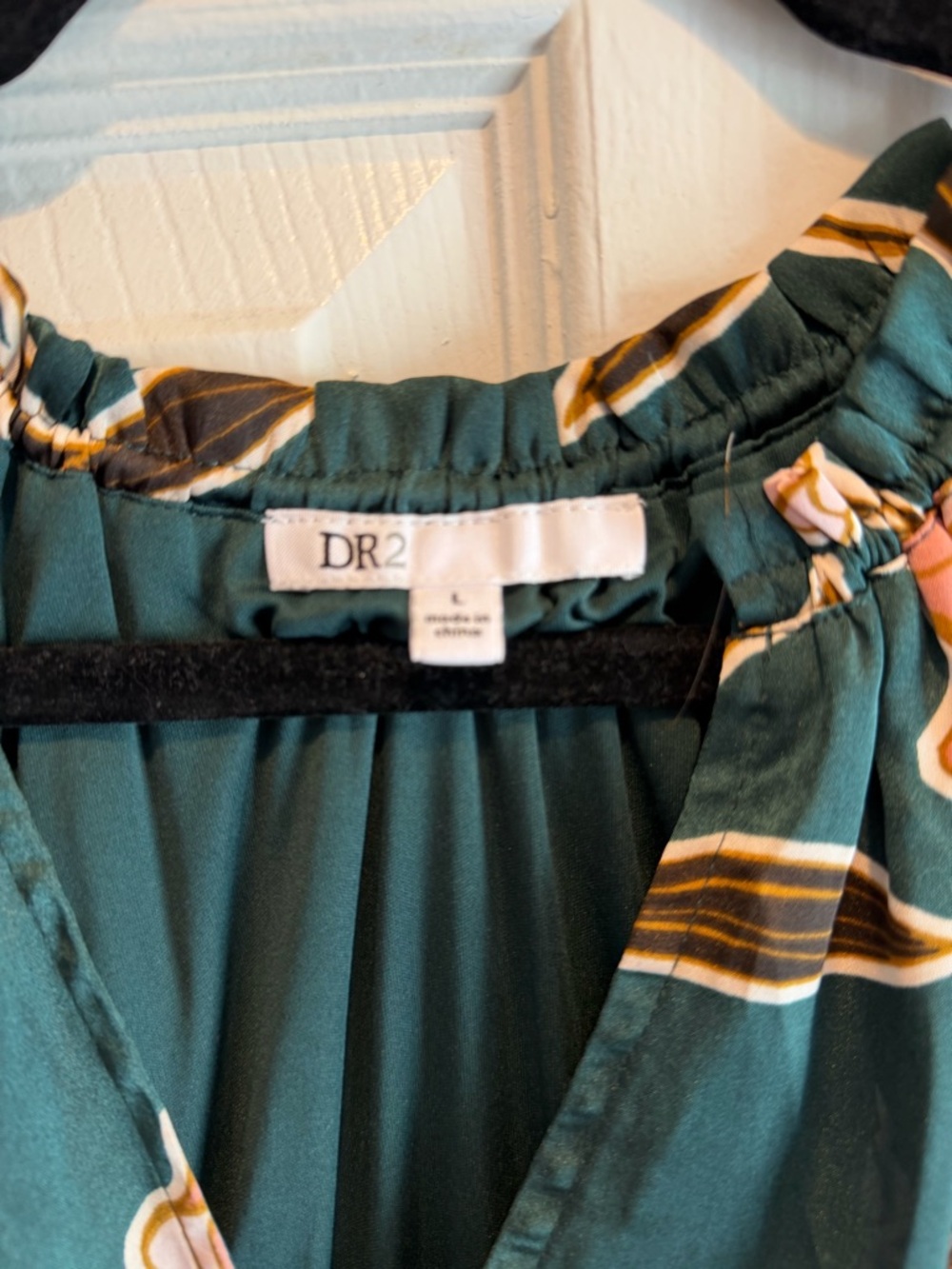 DR2 Teal Halter Dress with Pink and Cream Accents - Picture 3 of 6
